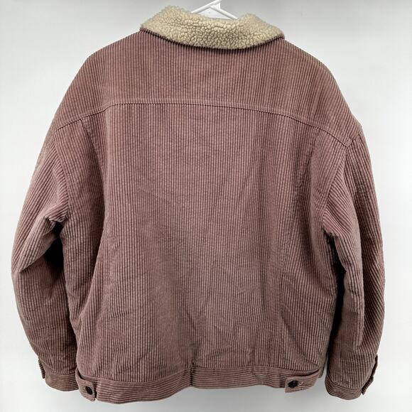 Avec Les Filles Corduroy Trucker Jacket Button Down Faux Sherpa Lined Pink M - Picture 5 of 5